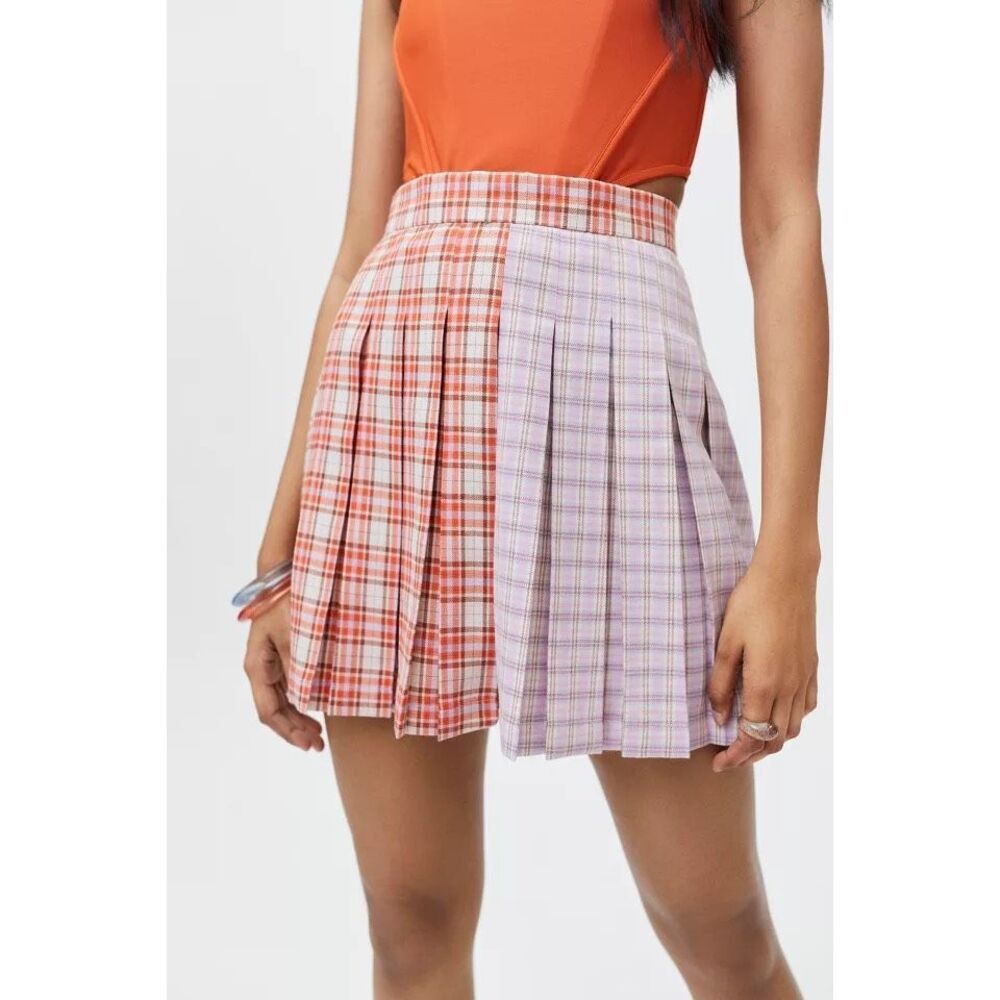 The Ragged Priest Seeker Mini Skirt Mixed Plaid Pleated Size M Y2K Soft Grunge